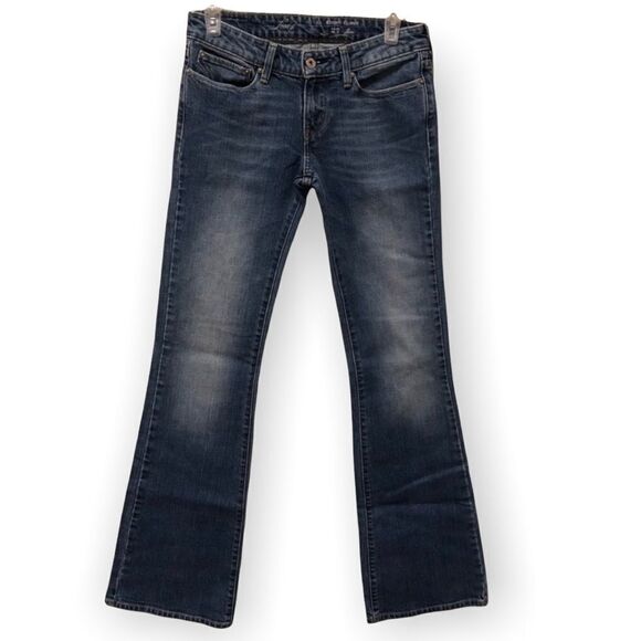 Levi’s 27 Blue Denim Jeans Whiskering Medium Wash Slight Curve Flare - Picture 1 of 5